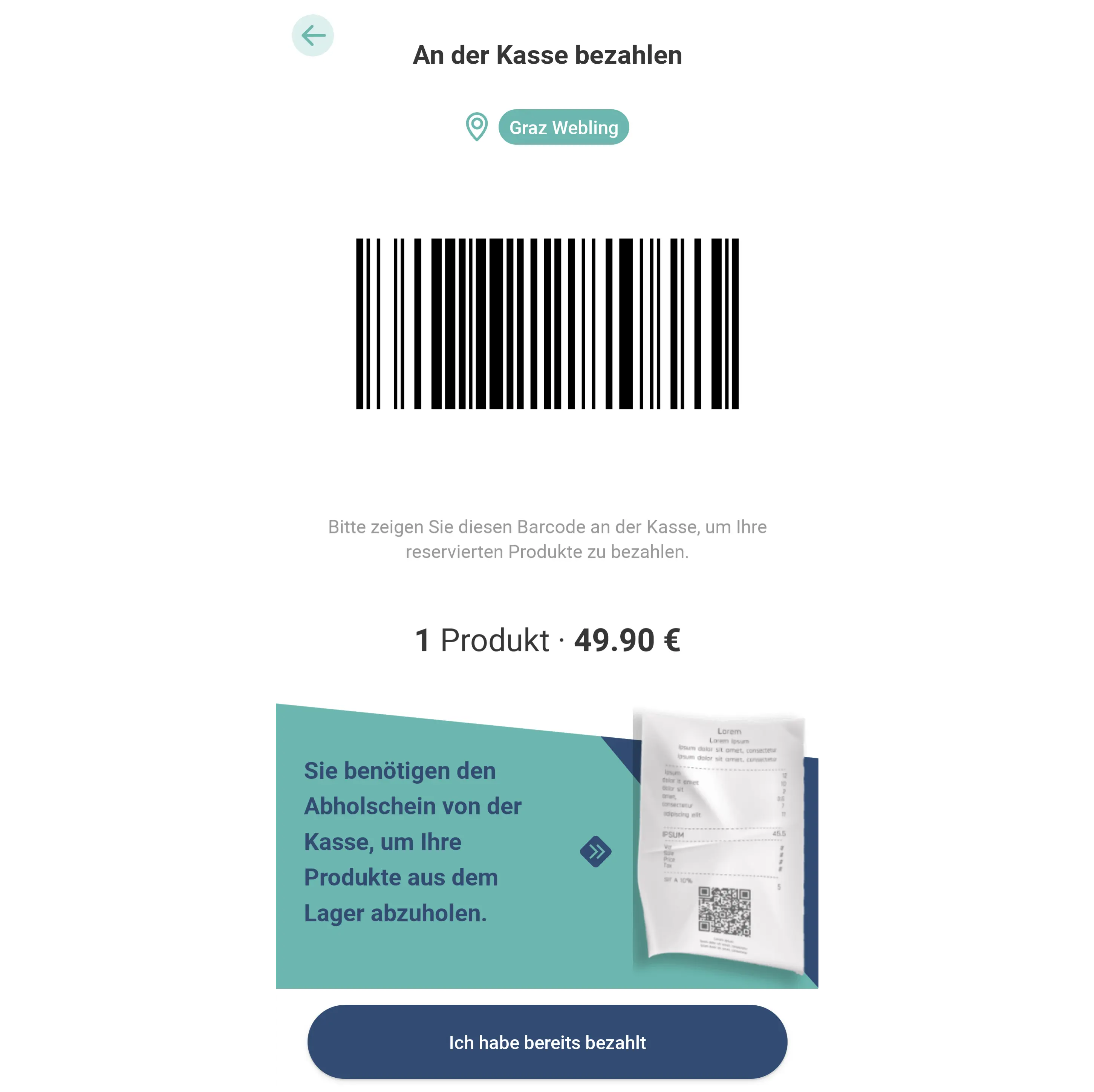 An der Kasse bezahlen
